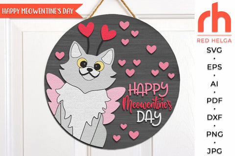 Happy Meowentine's Day SVG, Silhouette of a Cat-Cupid DXF SVG RedHelgaArt 