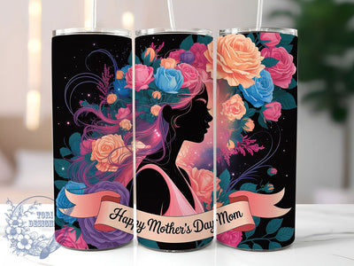 Happy Mom Day 20oz Tumbler, Happy Mother’s Day Mom, Floral Tumbler Wrap, Sublimation Design, 20oz Tumbler, Mom Appreciation, Elegant Pattern Sublimation ToriDesigns 