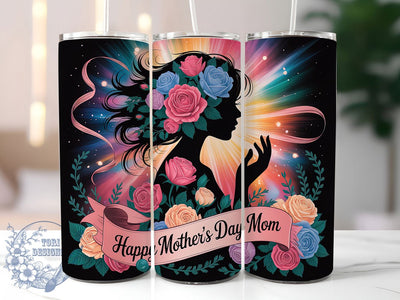 Happy Mom Day 20oz Tumbler, Happy Mother’s Day Mom, Floral Tumbler Wrap, Sublimation Design, 20oz Tumbler, Mom Appreciation, Elegant Pattern Sublimation ToriDesigns 