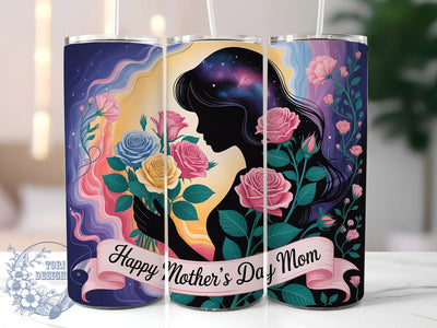 Happy Mom Day 20oz Tumbler, Happy Mother’s Day Mom, Floral Tumbler Wrap, Sublimation Design, 20oz Tumbler, Mom Appreciation, Elegant Pattern Sublimation ToriDesigns 