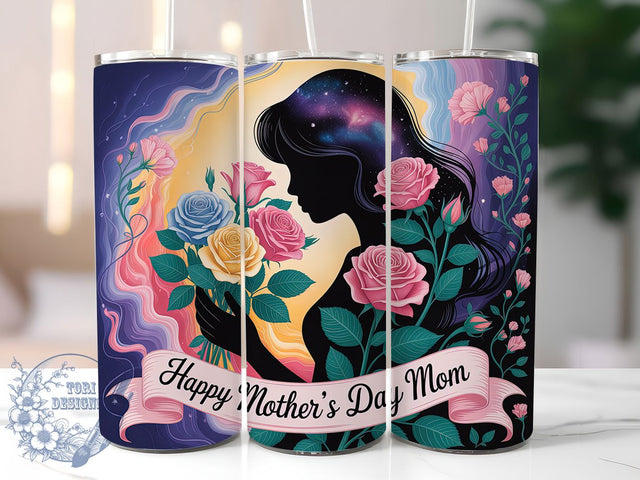 Happy Mom Day 20oz Tumbler, Happy Mother’s Day Mom, Floral Tumbler Wrap, Sublimation Design, 20oz Tumbler, Mom Appreciation, Elegant Pattern Sublimation ToriDesigns 