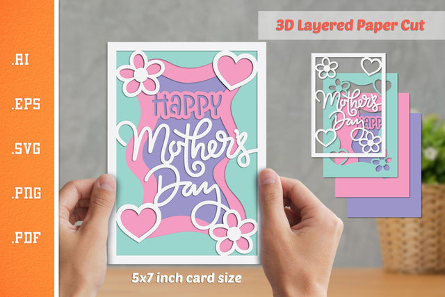 Happy Mothers Day - 3D Layered Paper Cut SVG SVG Slim Studio 