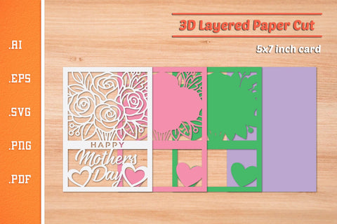 Happy Mothers Day - 3D Layered Paper Cut SVG SVG Slim Studio 