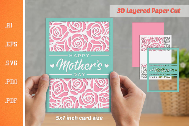 Happy Mothers Day - 3D Layered Paper Cut SVG SVG Slim Studio 
