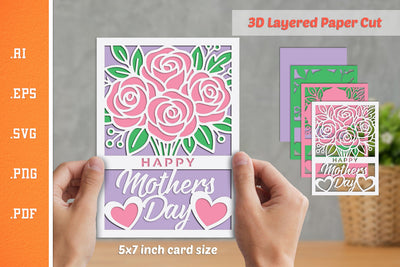 Happy Mothers Day - 3D Layered Paper Cut SVG SVG Slim Studio 