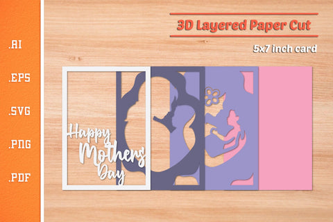 Happy Mothers Day - 3D Layered Paper Cut SVG SVG Slim Studio 