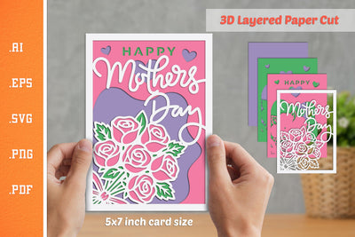 Happy Mothers Day - 3D Layered Paper Cut SVG SVG Slim Studio 