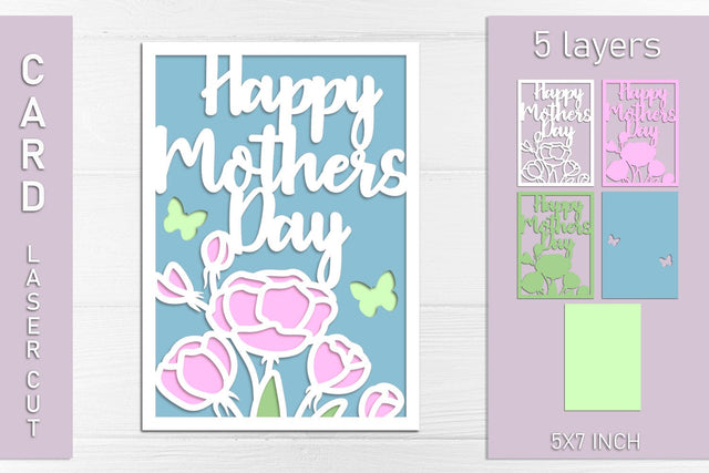 Happy Mothers day card svg laset cut, Layered papercut SVG AnastasiyaArtDesign 