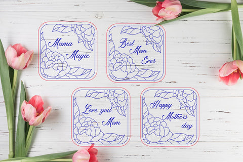 Happy Mothers day coasters set, Laser cut template SVG AnastasiyaArtDesign 