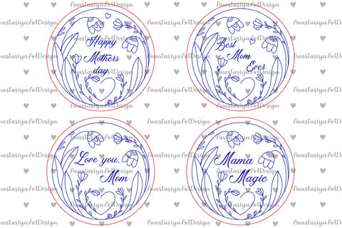 Happy Mothers day coasters set, Love you Mom, Best Mom ever laser cut SVG AnastasiyaArtDesign 