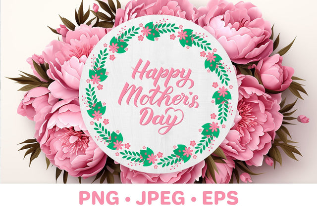 Happy Mother’s Day. Floral round sign sublimation design Sublimation LaBelezoka 