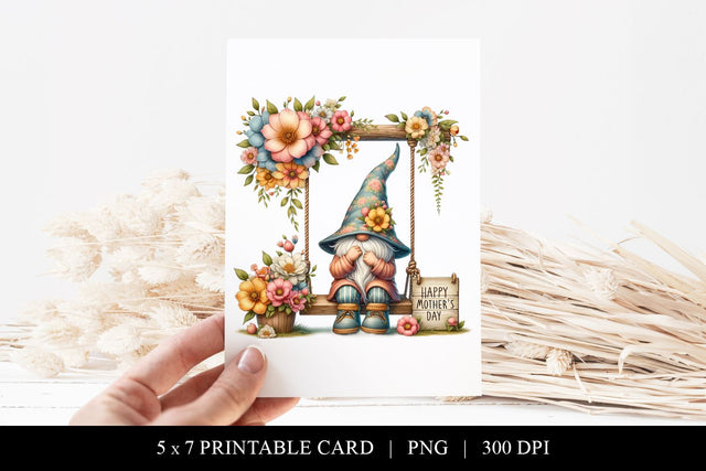 Happy Mother's Day Gnome Card Printable Sublimation BijouBay 