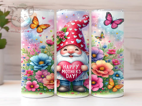 Happy Mother's Day, Gnome Tumbler Wrap, 20oz Tumbler Design, Mother's Day Gifts, Cute Gnome Art, Custom Sublimation, Unique Drinkware Sublimation Lara' s Designs 