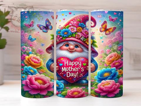 Happy Mother's Day, Gnome Tumbler Wrap, 20oz Tumbler Design, Mother's Day Gifts, Cute Gnome Art, Custom Sublimation, Unique Drinkware Sublimation Lara' s Designs 