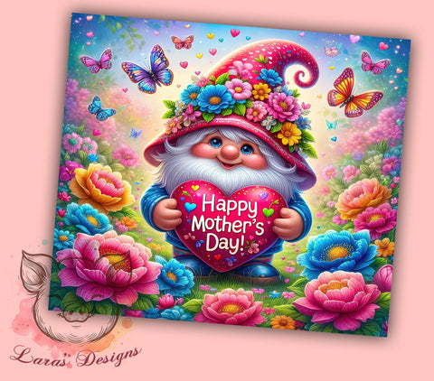 Happy Mother's Day, Gnome Tumbler Wrap, 20oz Tumbler Design, Mother's Day Gifts, Cute Gnome Art, Custom Sublimation, Unique Drinkware Sublimation Lara' s Designs 
