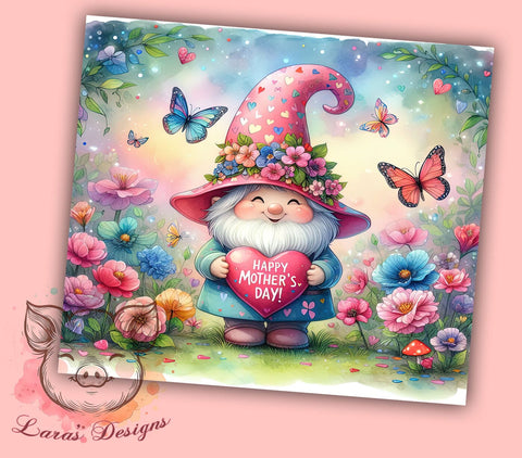Happy Mother's Day, Gnome Tumbler Wrap, 20oz Tumbler Design, Mother's Day Gifts, Cute Gnome Art, Custom Sublimation, Unique Drinkware Sublimation Lara' s Designs 