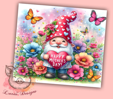 Happy Mother's Day, Gnome Tumbler Wrap, 20oz Tumbler Design, Mother's Day Gifts, Cute Gnome Art, Custom Sublimation, Unique Drinkware Sublimation Lara' s Designs 