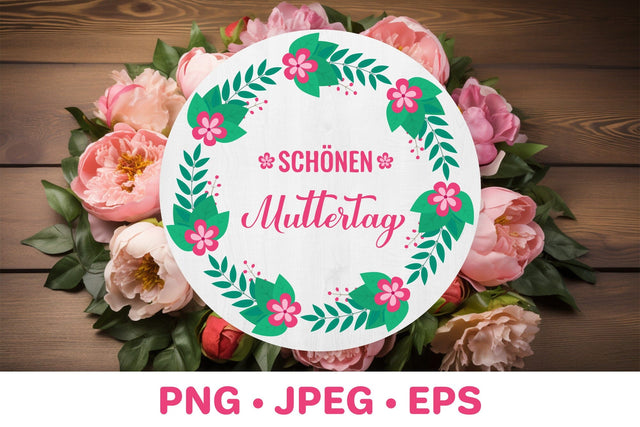 Happy Mothers Day in German. Round sublimation design Sublimation LaBelezoka 