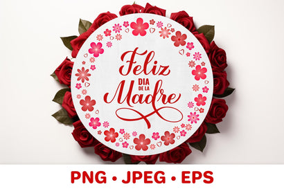 Happy Mothers Day in Spanish. Floral round sign sublimation Sublimation LaBelezoka 