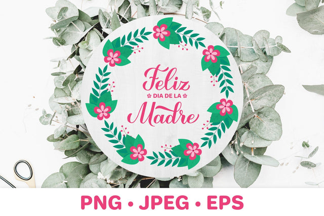 Happy Mothers Day in Spanish. Round sign sublimation design Sublimation LaBelezoka 