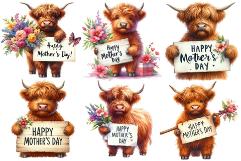 Happy Mother's Day of Highland Cow Sublimation designartist 