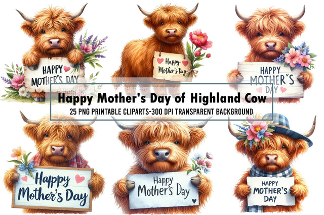 Happy Mother's Day of Highland Cow Sublimation designartist 