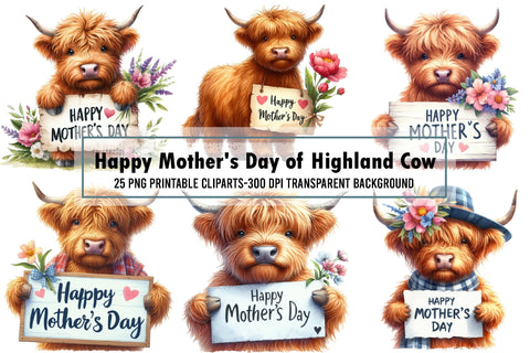 Happy Mother's Day of Highland Cow Sublimation designartist 