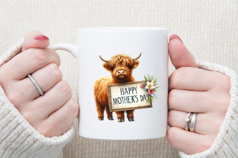 Happy Mother's Day of Highland Cow Sublimation designartist 