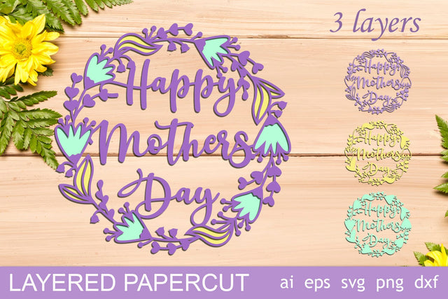Happy Mothers day svg, 3d layered cake topper, Mothers day papercut template SVG AnastasiyaArtDesign 