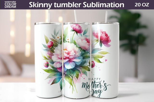 Happy Mother's Day Tumbler | Mother's Day Flowers Tumbler Sublimation WatercolorColorDream 