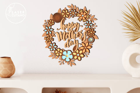 Happy Mother's Day Wreath SVG LaserCutano 