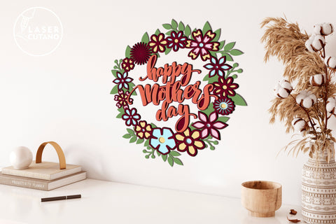 Happy Mother's Day Wreath SVG LaserCutano 