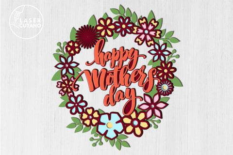 Happy Mother's Day Wreath SVG LaserCutano 