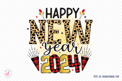 Happy New Year 2024 PNG Sublimation Sublimation CraftLabSVG 