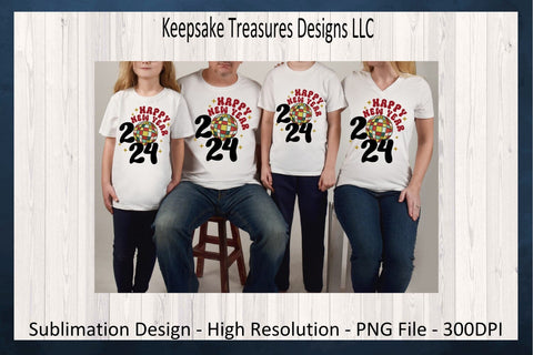 Happy New Year 2024, Retro Disco Ball, Sublimation PNG Printable, 2024 Happy New Year T-Shirt PNG, Digital Download, Printable PNG Sublimation Keepsake Treasures Designs LLC. 