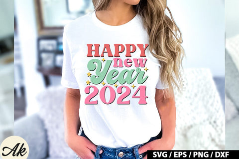 Happy new year 2024 Retro SVG SVG akazaddesign 