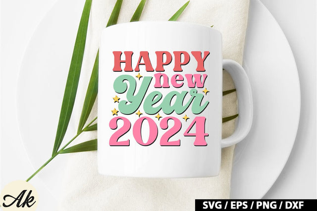 Happy new year 2024 Retro SVG SVG akazaddesign 