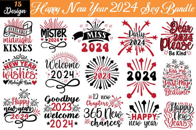 Happy new year 2024 Svg Bundle SVG Angelina750 