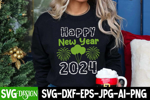 Happy New Year 2024 SVG Cut File, Happy New Year 2024 SVG Design, Happy New Year 2024 Sublimation Design, Happy New Year 2024 SVG Quotes SVG BlackCatsMedia 