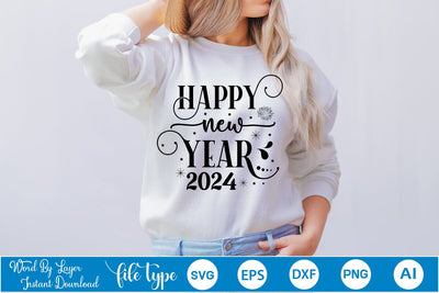 Happy New Year 2024 SVG Design, SVGs,Quotes and Sayings,Food & Drink,On Sale, Print & Cut SVG DesignPlante 503 