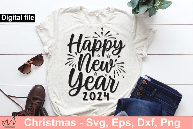 Happy new year 2024 svg, Happy new year 2024 svg, Happy new year t shirt, Gift of New year, First day of 2024 svg, Last day of 2023 svg, Bless of new year svg SVG Isabella Machell 