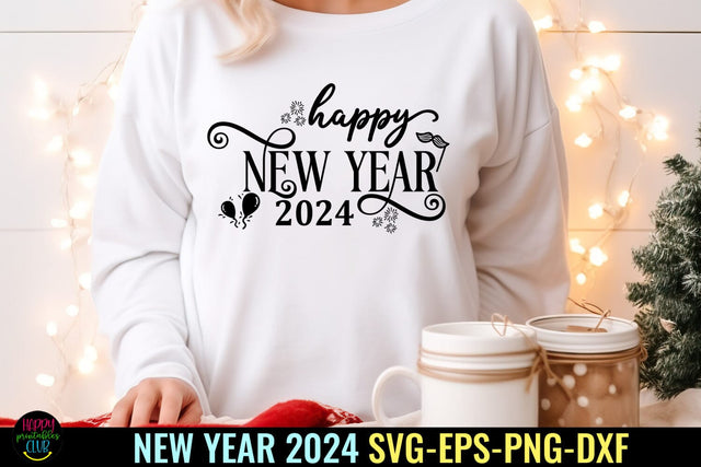 Happy New Year 2024 SVG PNG I New Year Cut Files 2024 SVG Happy Printables Club 