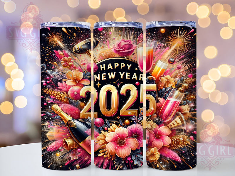 Happy New Year 2025 20oz Tumbler Wrap, Happy New Year, New Year Tumbler, 2025 Tumbler, Sublimation Wrap, 20oz Tumbler, Custom Tumbler, New Year Gift Sublimation SvggirlplusArt 