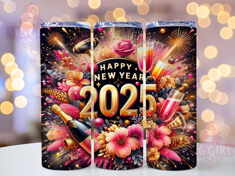 Happy New Year 2025 20oz Tumbler Wrap, Happy New Year, New Year Tumbler, 2025 Tumbler, Sublimation Wrap, 20oz Tumbler, Custom Tumbler, New Year Gift Sublimation SvggirlplusArt 