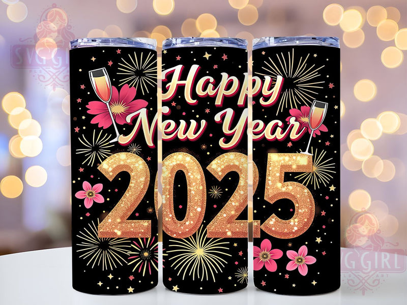 Happy New Year 2025 20oz Tumbler Wrap, Happy New Year, New Year Tumbler, 2025 Tumbler, Sublimation Wrap, 20oz Tumbler, Custom Tumbler, New Year Gift Sublimation SvggirlplusArt 