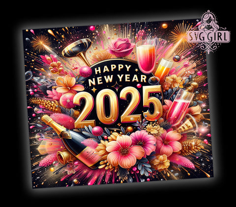 Happy New Year 2025 20oz Tumbler Wrap, Happy New Year, New Year Tumbler, 2025 Tumbler, Sublimation Wrap, 20oz Tumbler, Custom Tumbler, New Year Gift Sublimation SvggirlplusArt 