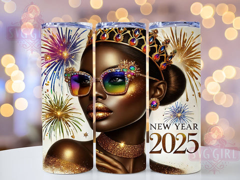 Happy New Year 2025 Black Girl Tumbler, Black Girl Tumbler, 2025 Tumbler Wrap, New Year Celebration, African American Gift, Inspirational Tumbler, Custom Sublimation Design Sublimation SvggirlplusArt 