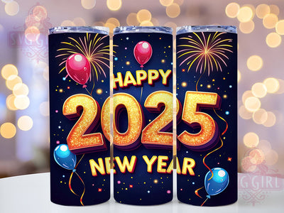 Happy New Year 2025 Celebration Tumbler, New Year Tumbler, Happy New Year 2025, 20oz Wrap, Celebration Drinkware, Festive Sublimation, New Year's Gift, Holiday Decor Sublimation SvggirlplusArt 