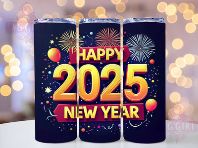 Happy New Year 2025 Celebration Tumbler, New Year Tumbler, Happy New Year 2025, 20oz Wrap, Celebration Drinkware, Festive Sublimation, New Year's Gift, Holiday Decor Sublimation SvggirlplusArt 