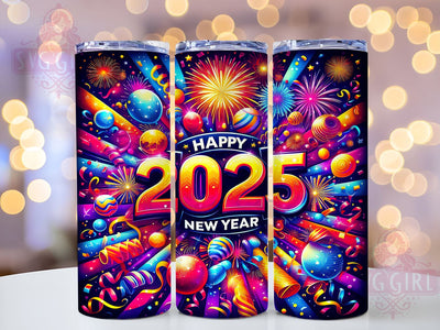 Happy New Year 2025 Celebration Tumbler, New Year Tumbler, Happy New Year 2025, 20oz Wrap, Celebration Drinkware, Festive Sublimation, New Year's Gift, Holiday Decor Sublimation SvggirlplusArt 